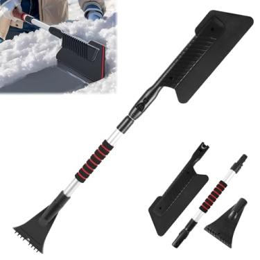 Imagem de wuyaoyao Escova de neve e raspador de gelo 2 em 1, raspadores de gelo extensíveis de 81 a 101 cm para janela de para-brisa de carro, ferramenta removível de remoção de neve EVA e ABS com aderência de
