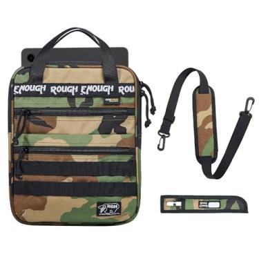 Imagem de Capa Rough Enough para tablet iPad de 9 a 11 polegadas para estudantes universitários, homens, viagens ao ar livre, com alça de ombro removível, suporte para caneta, resistente ao clima, camuflagem