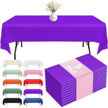 Imagem de Fixwal Pacote com 9 toalhas de mesa de plástico, 137 x 272 cm, decorações de festa de Halloween, decoração de verão, toalhas de mesa de Halloween, retângulo, capa de plástico, à prova de vazamento e