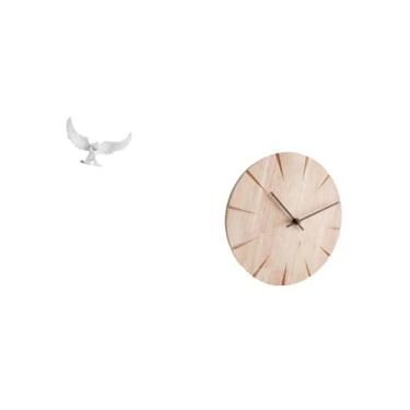 Imagem de Fenteer Escultura de Anjo em Resina com Relógio de Madeira Maciça, Estatueta Criativa, Ornamento para Escritório, Inauguração de Casa, Estante, Corredor, Mesa