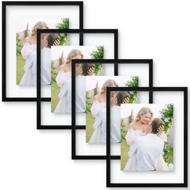 Imagem de Moldura flutuante de 40,6 x 50,8 cm - madeira maciça preta para flor prensada - vidro frontal verdadeiro - use como moldura de 28 x 35 cm ou 30 x 40 cm - para exibição de parede (preto, pacote com 4)