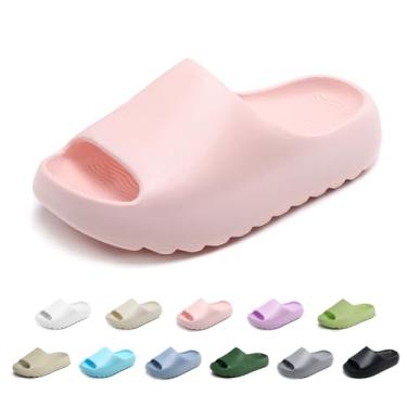 Imagem de xinlanlin Chinelos infantis com nuvens para meninas e meninos, antiderrapante, supermacio, secagem rápida, chinelos acolchoados para banheiro, sola grossa, chinelos internos e externos, C - rosa - 1