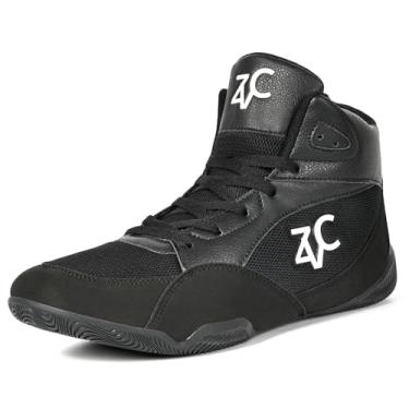 Imagem de ZVC Tênis de luta livre masculino para boxe para luta, levantamento de peso, botas de musculação, calçados, Preto, 38