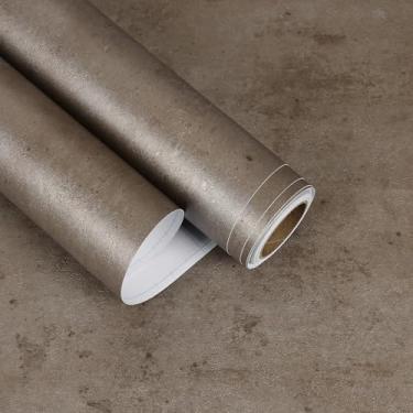 Imagem de EaseStick Papel de parede metálico de cobre antigo, descasque e cole bronze, marrom, papel de parede industrial de meados do século, papel de contato de concreto texturizado para cozinha, banheiro