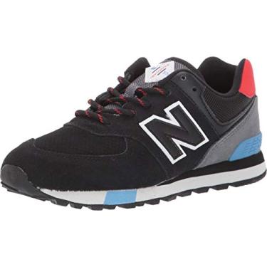 Imagem de New Balance Tênis infantil 574 V1 clássico com cadarço, Preto/vermelho velocidade, 6.5 Toddler