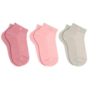 Imagem de Meia Lupo Cano Curto Infantil 2725-089 C/3, Malva, Bubble gum, Lunar g
