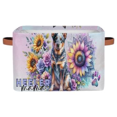 Imagem de hongjinglin Cestas de armazenamento pequenas, flores fofas para cães com alças, caixas de armazenamento de brinquedos infantis, organizador de cubo de tecido, cesto organizador para berçário, sala de