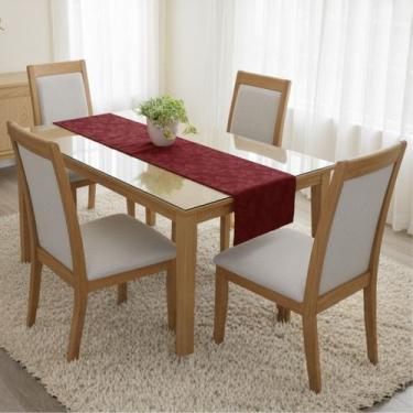 Imagem de Caminho de Mesa Trilho 2,20m Jacar Liso Passadeira Cozinha COR:MARSALA