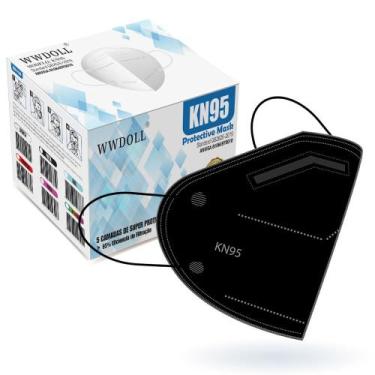 Imagem de 01 Unidade de Máscara Kn95 WWDoll Cirúrgica Descartável Preto com Clip