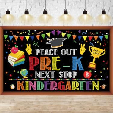 Imagem de Decorações de formatura pré-escolar Class of 2026 Congrats Grad 2026 Banner Decor, Grande pano de fundo de pós-graduação pré-escolar, faixa de parabéns, suprimentos para festa de formatura