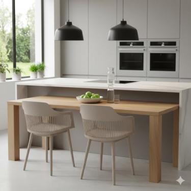 Imagem de Kit 2 Cadeiras Marcela Montreau, Polipropileno Bege Nude, com Almofada, para Sala de Jantar, Cozinha, Escritório e Recepção