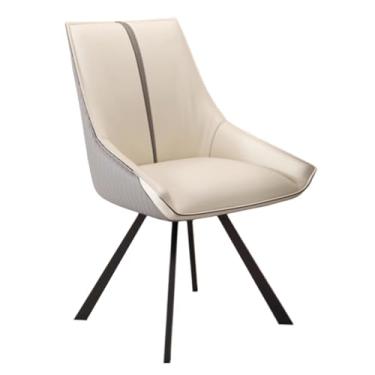 Imagem de SPXMQSS Cadeiras de mesa de jantar, cadeiras de jantar giratórias com apoios de braços e pernas de metal, cadeira estofada de sala de estar com encosto para sala de estar, recepção, restaurante, bege