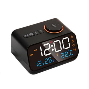 Imagem de Relógio Despertador Digital com Display LED Grande Rádio FM Timer de Sono Máquina Som Alarme Duplo Termômetro para Adultos Idosos