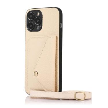 Imagem de Capa carteira transversal para celular com porta-cartões para iPhone 15 14 13 12 11 Pro Max XR XS X 8 7 SE 2 3 com alça de corrente, bege, para iPhone XR