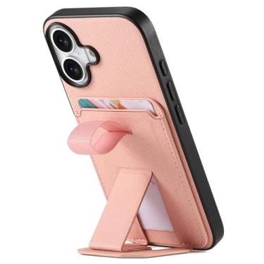 Imagem de FWYANZH Capa de couro para iPhone 17 Pro Max/17 Pro/Air/17, capa carteira com suporte oculto com compartimento para cartão, capa protetora à prova de choque, rosa, 17