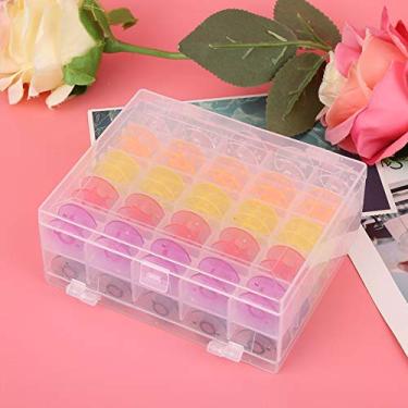 Imagem de POCREATION 50 Bobinas Plásticas Dos Pces, Caixa Translúcida da Bobina Com Compartimentos Separados, Caixa do Organizador para Carretéis da Linha da Máquina de Costura