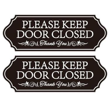 Imagem de 2 peças, placa para manter a porta fechada para casa, autoadesivo, impermeável, feche a porta, uso interno/externo para casa, local de trabalho, loja, café, restaurante e loja (preto)
