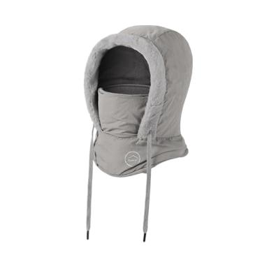 Imagem de KiBcsLic Balaclava com capuz, máscara de esqui, quente e à prova de vento, grossa, para ciclismo, proteção de pescoço, gorro, cachecol para corrida, camping, Adultos Cinza Claro