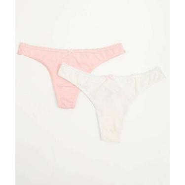 Imagem de Kit 2 Calcinhas Fio Dental Laço Marisa-49887, Bege, Rosa, M