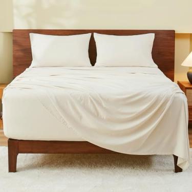 Imagem de GOKOTTA Jogo de lençol California King com 4 peças, lençol com bolso profundo de 53 cm com alças de canto, poliéster de microfibra lavado e escovado, luxo de hotel, ultramacio, respirável, antirasgos