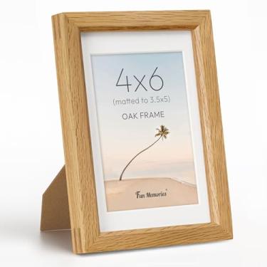 Imagem de Porta-retrato 10 x 15 cm, moldura de madeira de carvalho maciça natural com vidro temperado HD, moldura de madeira simples moderna de 10 x 15 cm, fosco para tela de parede ou mesa