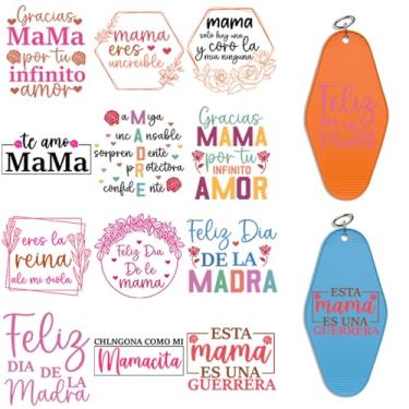 Imagem de Elewins 24 peças UV DTF frases Dia das Mães papel de transferência para chaveiro de acrílico, decoração de chaveiro de motel e hotel, envoltório de copo UV DTF de alta viscosidade