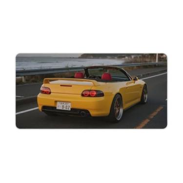 Imagem de HouLaiZhe JDM Tapetes de mesa de carro conversíveis S2000 carro esportivo amarelo para jogos tapetes de mouse pads de mesa grandes para teclado de mesa tapete de computador 30 x 60 cm