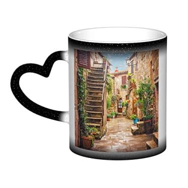 Imagem de Copo de café divertido da Itália Toscana, copo de cerâmica com mudança de cor sensível ao calor 12 Oz, para café/chá/leite/cacau, para adolescente/aniversário/festival/presentes