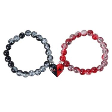 Imagem de VIRAVENTO Pulseiras combinando com contas elásticas para ele e ela, pulseiras de relacionamento de longa distância, acessórios para o dia dos namorados, pulseiras da amizade, adjustable, corda, Sem