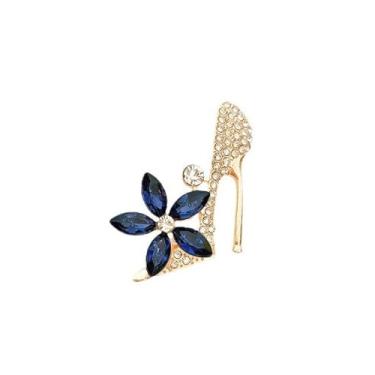 Imagem de Just Follow Broche de strass de salto alto para mulheres com flores de cristal cintilante clipes de sapato broche de festa de casamento joias de formatura, Large, Metal, Sem Pedra Preciosa