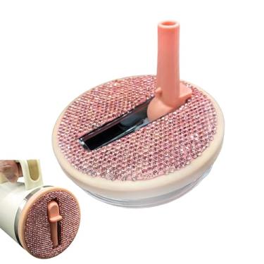 Imagem de CARONIN Tampa de canudo dobrável de 1,134 g para Stanley Quencher H2.0, tampa à prova de vazamento de strass de 1,134 g para Stanley Tumber, tampas antiderramamento para copo Stanley (rosa choque)