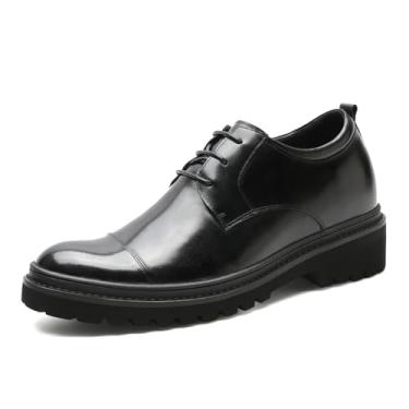 Imagem de CHAMARIPA Sapatos masculinos Derby Elevator: Autêntico aumento de altura invisível de 7 a 9 cm | Palmilha de elevador personalizada integrada | Pele de bezerro respirável para uso o dia todo |