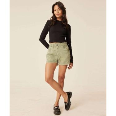 Imagem de Short Feminino Sarja Clochard Cintura Alta Marisa-15052, Verde, P