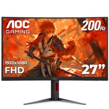 Imagem de AOC Monitor curvo para jogos C27G4H de 27 polegadas, FHD 1920 x 1080, 1500R, taxa de atualização de 200 Hz, tempo de resposta de 0,3 ms, altura ajustável, preto, compatível com switch Xbox PS5