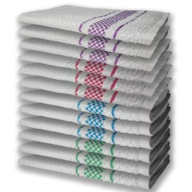 Imagem de 12 Panos De Prato Atoalhado Felpudo Vd+az+rs+rx