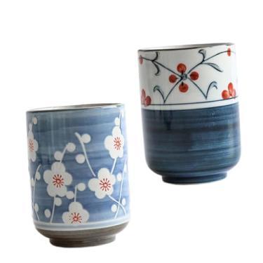 Imagem de YYBOES 2 peças de copos de cerâmica copos de bebida copos de porcelana xícaras de chá café canecas de café escritório azul e branco porcelana cerâmica tigela de jantar
