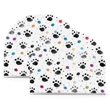 Imagem de Wassud Impressões de pata preta (2) porta-guardanapos de acrílico, dispensador de guardanapo de papel moderno em forma de U para mesa, cozinha, sala de jantar, bancada 2 peças (comporta 50-60