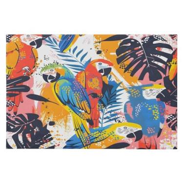 Imagem de Tapete de área 60 x 90 cm macio lavável tapete antiderrapante com suporte de borracha tapetes de área de papagaio para sala de estar, quarto, decoração de casa