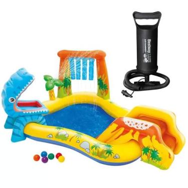 Imagem de Piscina Playground Dinossauro 310L com Bomba de Ar Manual Intex