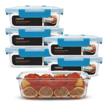 Imagem de Kit 6 Potes Vidro Hermético Travas Premium Resistente 1040ml - U4HOME,