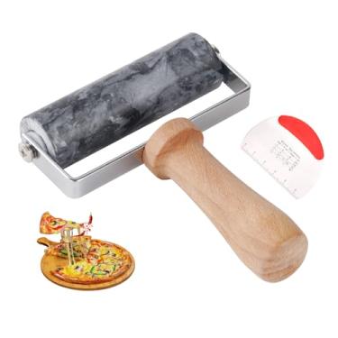 Imagem de Rolo de massa pequeno de mármore para massa - rolo de mão antiaderente em forma de T para massa, compacto - ideal para padeiros domésticos (tipo A preto)