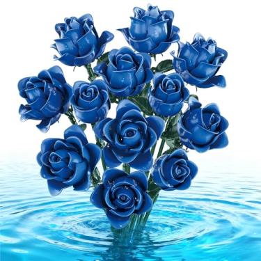 Imagem de Blue Rose Bouquet Building Set, Compatible with Lego Flowers for Adults - Botanical Collection Gift for Christmas & Valentines - Artificial Home Retro Decor