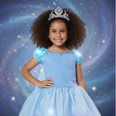 Imagem de Fantasia Frozen Infantil Princesa Luxo com Capa Glitter e Coroa, Vestido Azul Princesa para Meninas (6)