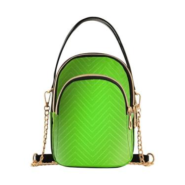 Imagem de CEBUGI Bolsa tiracolo feminina clutch para telefone com fundo gradiente verde bolsa de ombro elegante com alça de corrente removível