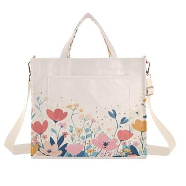 Imagem de Burbuja Linda sacola feminina com flores de primavera, bolsa tiracolo de veludo cotelê, bolsa transversal para compras, trabalho, viagem, P, B369, Small
