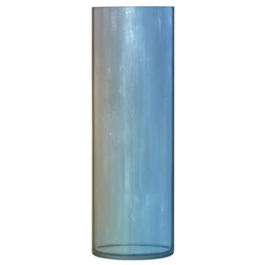 Imagem de CEBUGI Vaso de flores de fundo colorido, 10 x 30 cm, vaso cilíndrico para flores, vaso transparente inquebrável para decoração de casa de festa de casamento