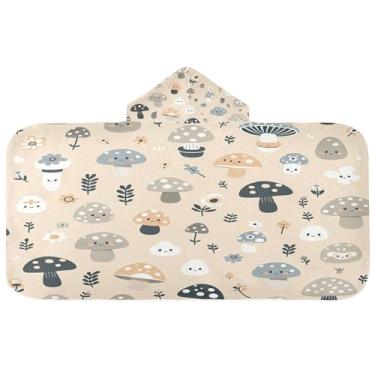 Imagem de Burbuja Toalha de banho com capuz de cogumelos para crianças, toalha de praia de pelúcia macia absorvente para meninas e meninos 3-10 anos, 61 x 127 cm