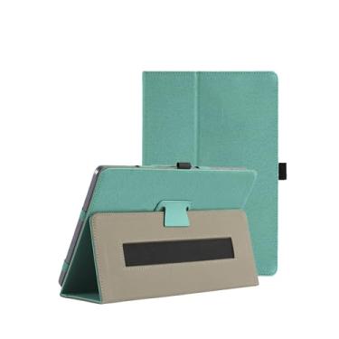 Imagem de Capa para tablet móvel de desenho Wacom MovinkPad Pro 14 polegadas, capa dobrável de couro sintético FJIASTB com suporte para caneta e alça de pulso, portátil para viagens de negócios (verde)