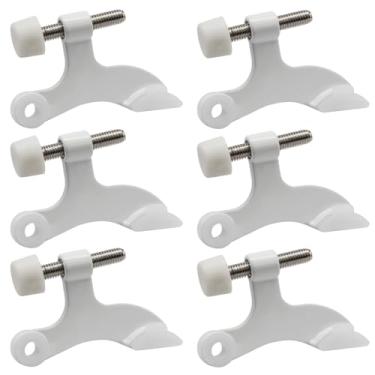 Imagem de Litoexpe Pacote com 3 batentes de porta de pino de dobradiça branco com pontas de borracha para para-choque, pino de dobradiça resistente ajustável, batente de porta