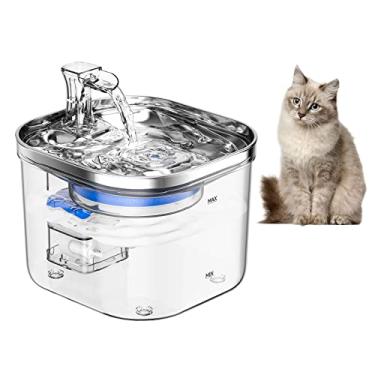 Imagem de WF040 Fontaine d Água para Gatos 2L 67oz Semi Aço Inoxidável de Bebida Pets Dispenser Automático com Bomba Silenciosa Filtração Ciclo Múltiplo Gato Cão Pet